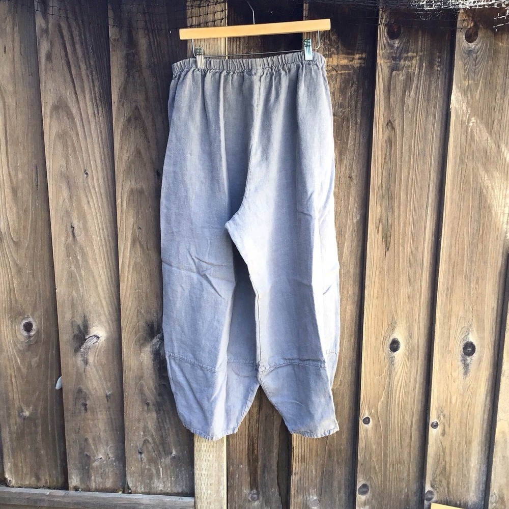Bryn Walker Gray 100% Linen Balloon Pants Women's XL Made in USA 32x26 - Picture 6 of 7